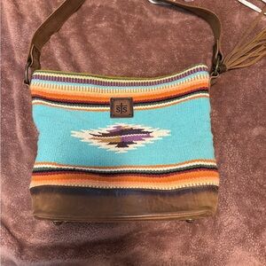 STS Ranchwear Turquoise and Brown Blanket Western Aztec Bag